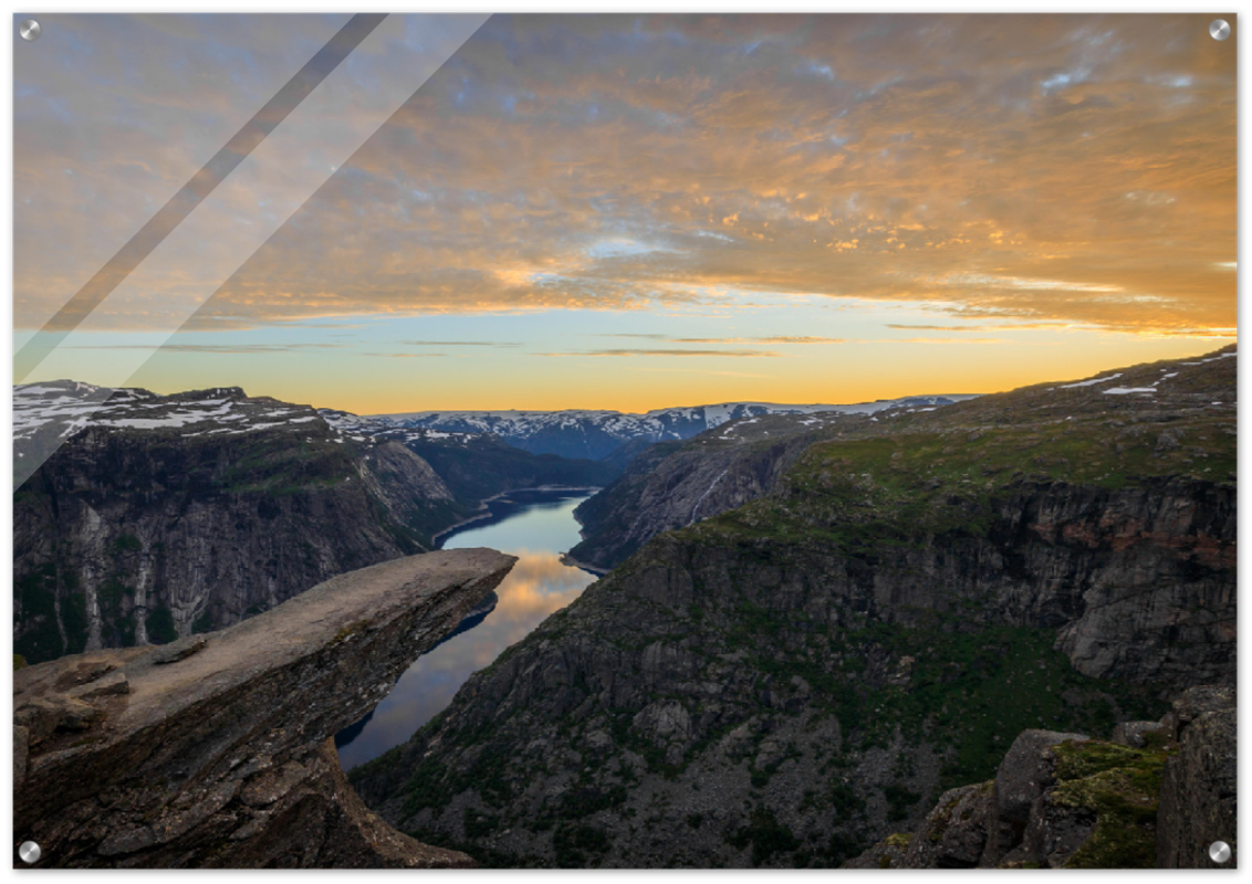 Trolltunga Sunset - Golden Hour at the Troll's Tongue - Norway wall art print
