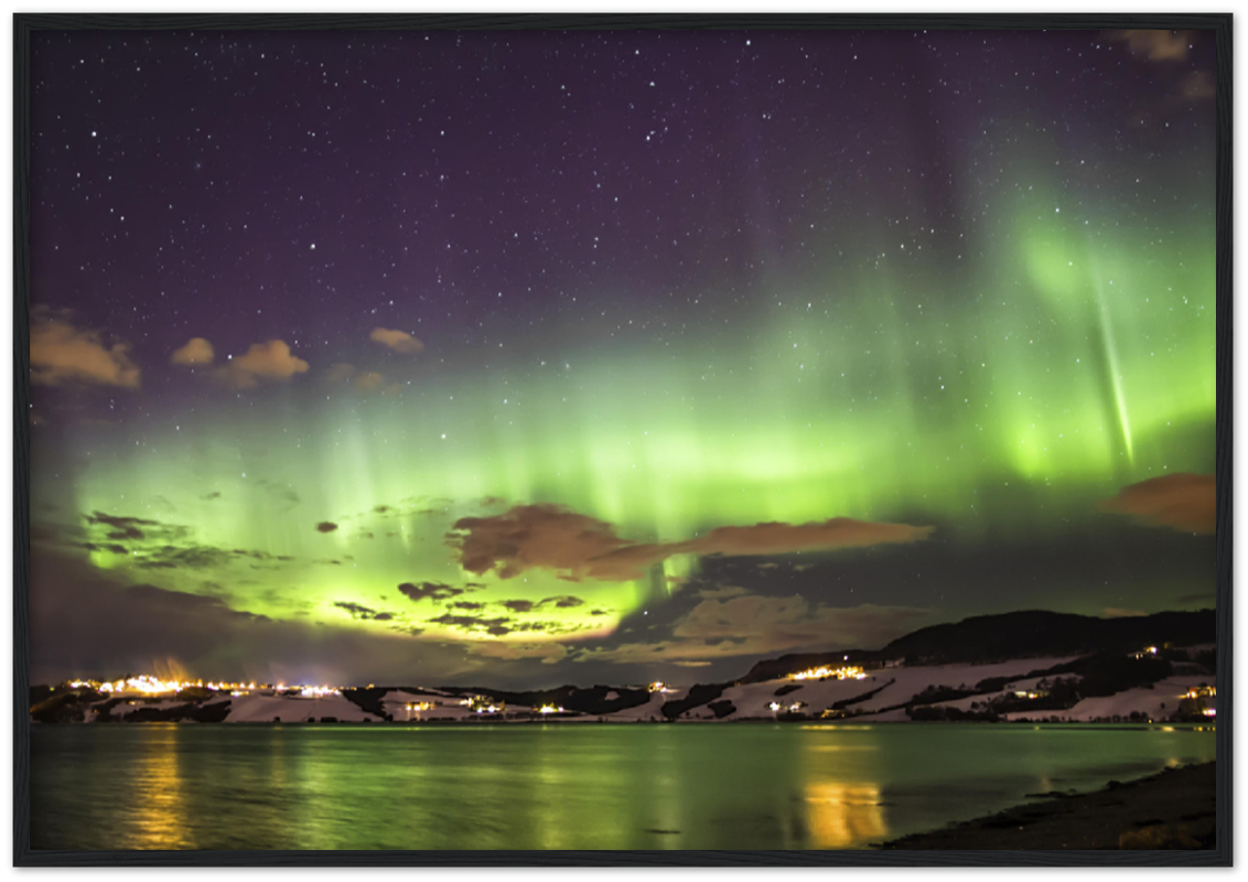 Aurora Night - Northern Lights at Byneset, Trondheim - fine art photo print