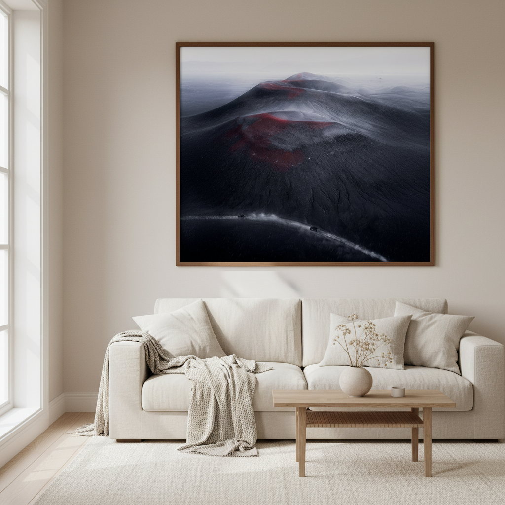 Red Volcano Craters – Framed interior mockup