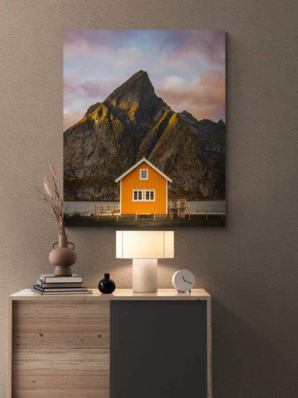 Sakrisøy, Lofoten - Red House and Olstind Mountain - fine art photo print