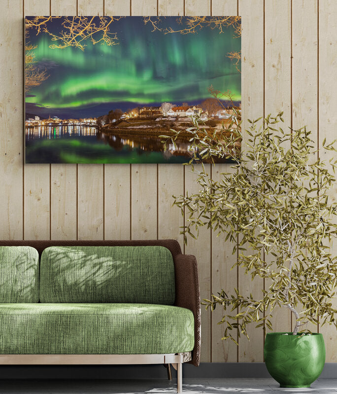 Northern Lights Over Trondheim - Aurora Reflected in Nidelva - Norwegian landscape photography