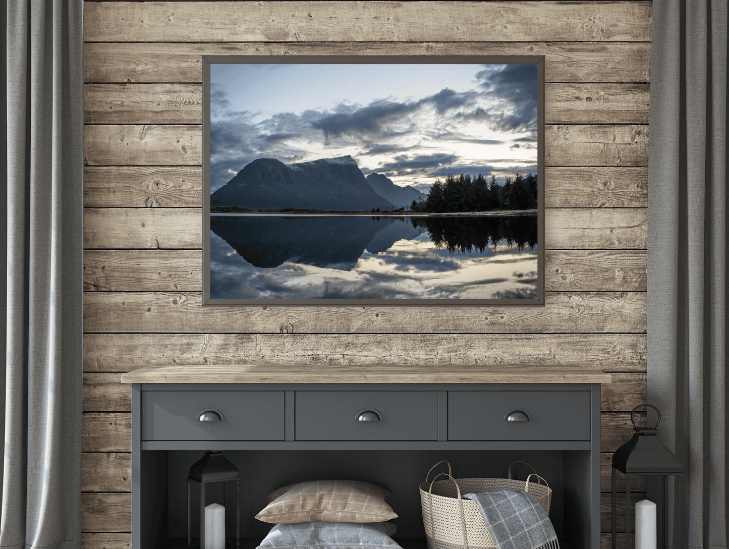 Lofoten Blue Hour - Offersøykammen Reflection, Norway - Norway wall art print