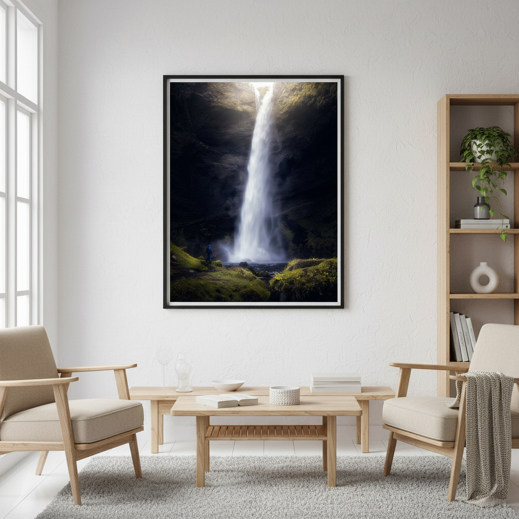 Kvernufoss – Framed interior mockup