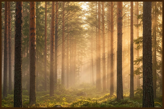 Misty Norwegian Forest I - AI Generated Art Print - Norway wall art print