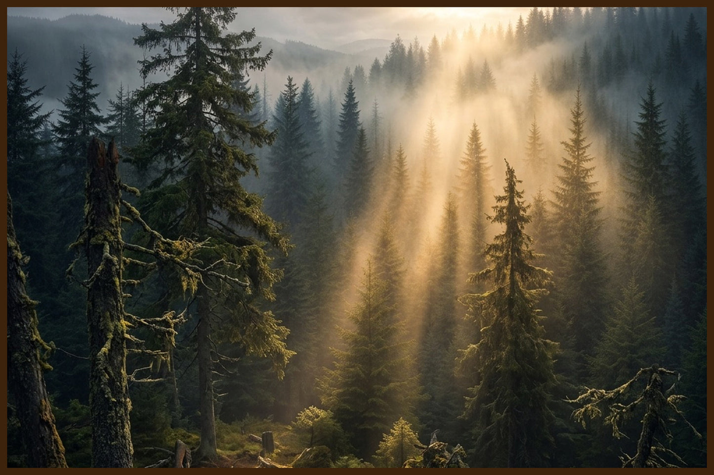 Misty Norwegian Forest III - AI Generated Art Print - Norway wall art print