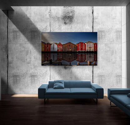 The Wharves of Trondheim - Iconic Bryggen, Nidelva River - Norway wall art print