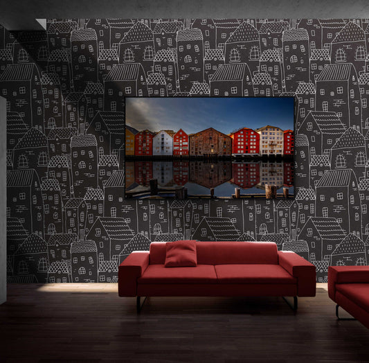 The Wharves of Trondheim - Iconic Bryggen, Nidelva River - Norway wall art print