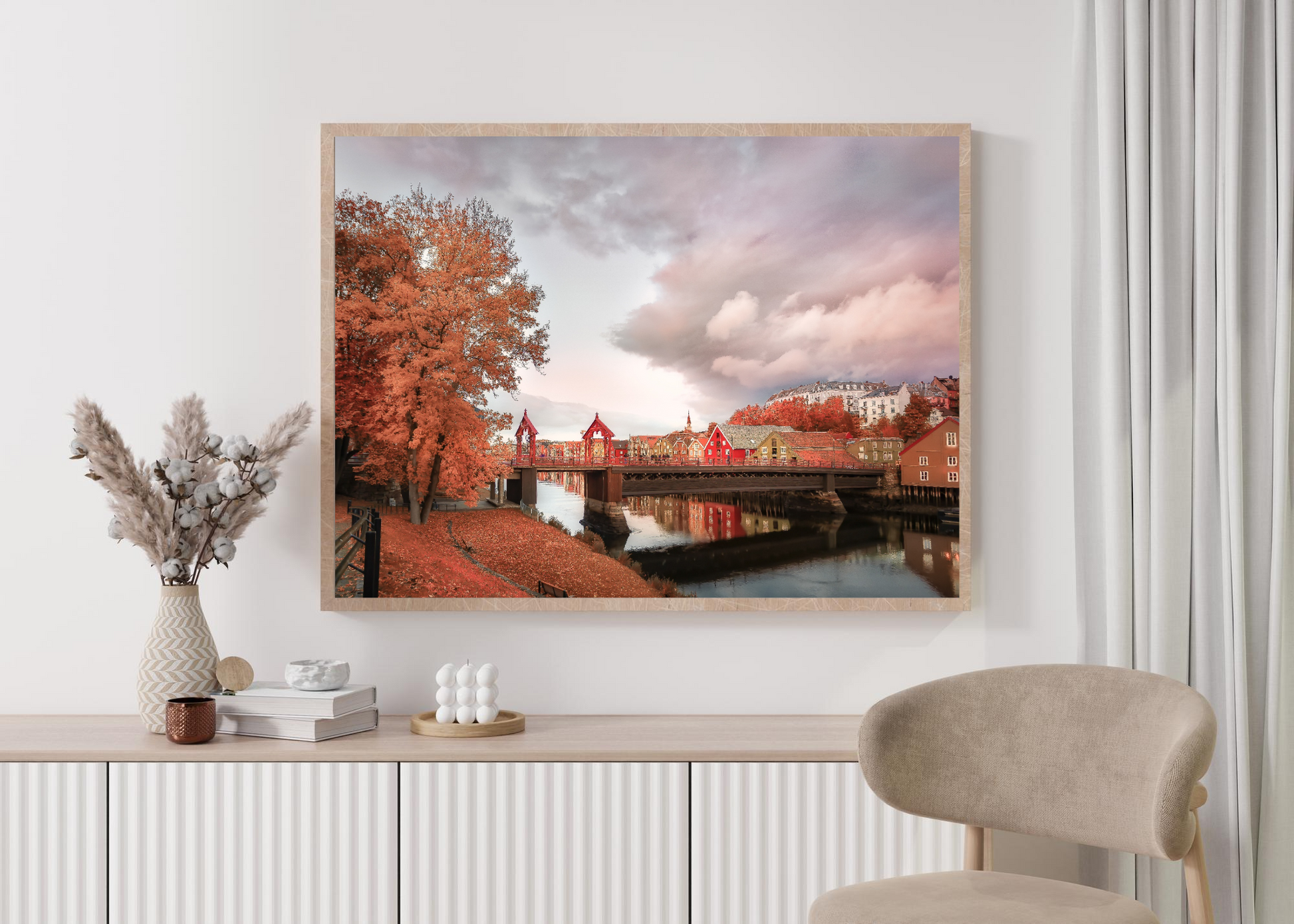 Trondheim in Autumn - City in Fall Colors - Norway wall art print