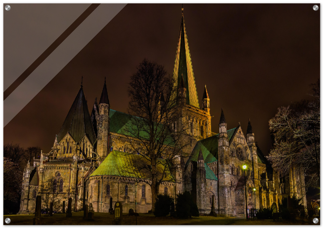Nidaros Cathedral by Night - Trondheim, Norway - Norway wall art print