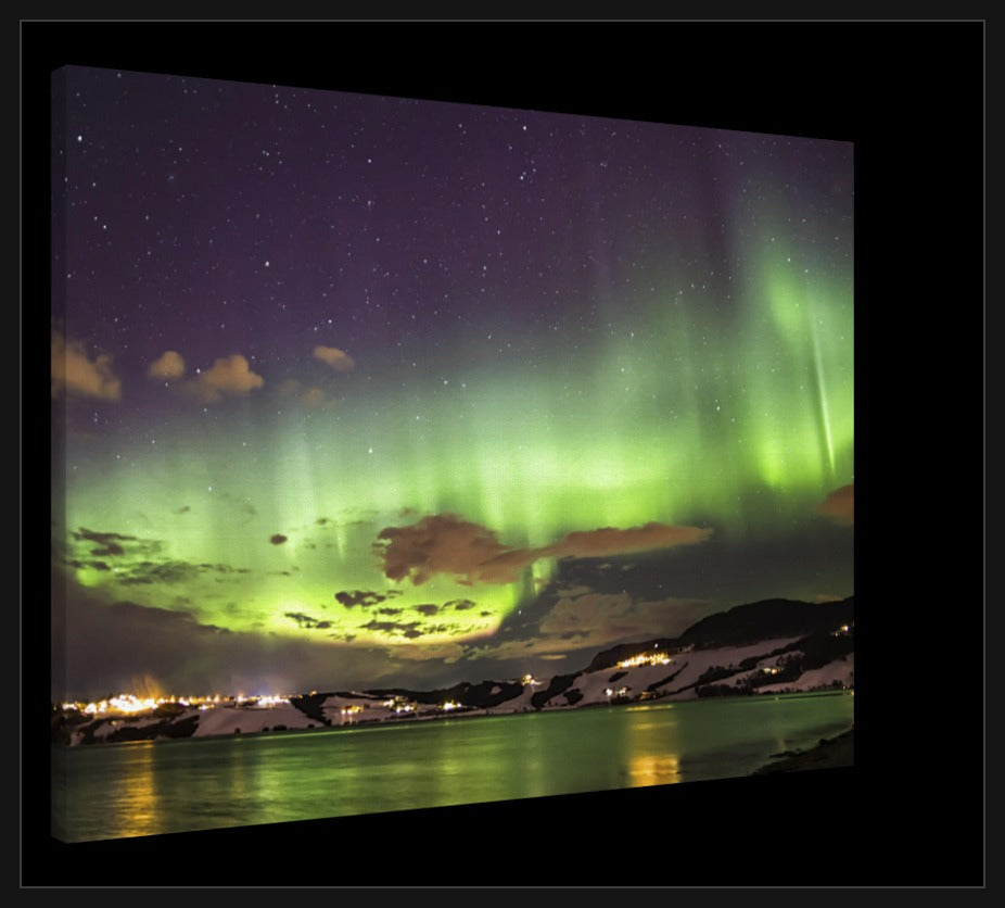 Aurora Night - Northern Lights at Byneset, Trondheim - Norway wall art print