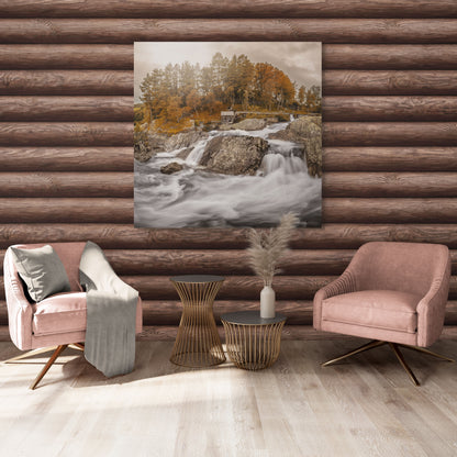 Veggbilde av høst ved Atnbrufossen, Sollia ved Rondane.