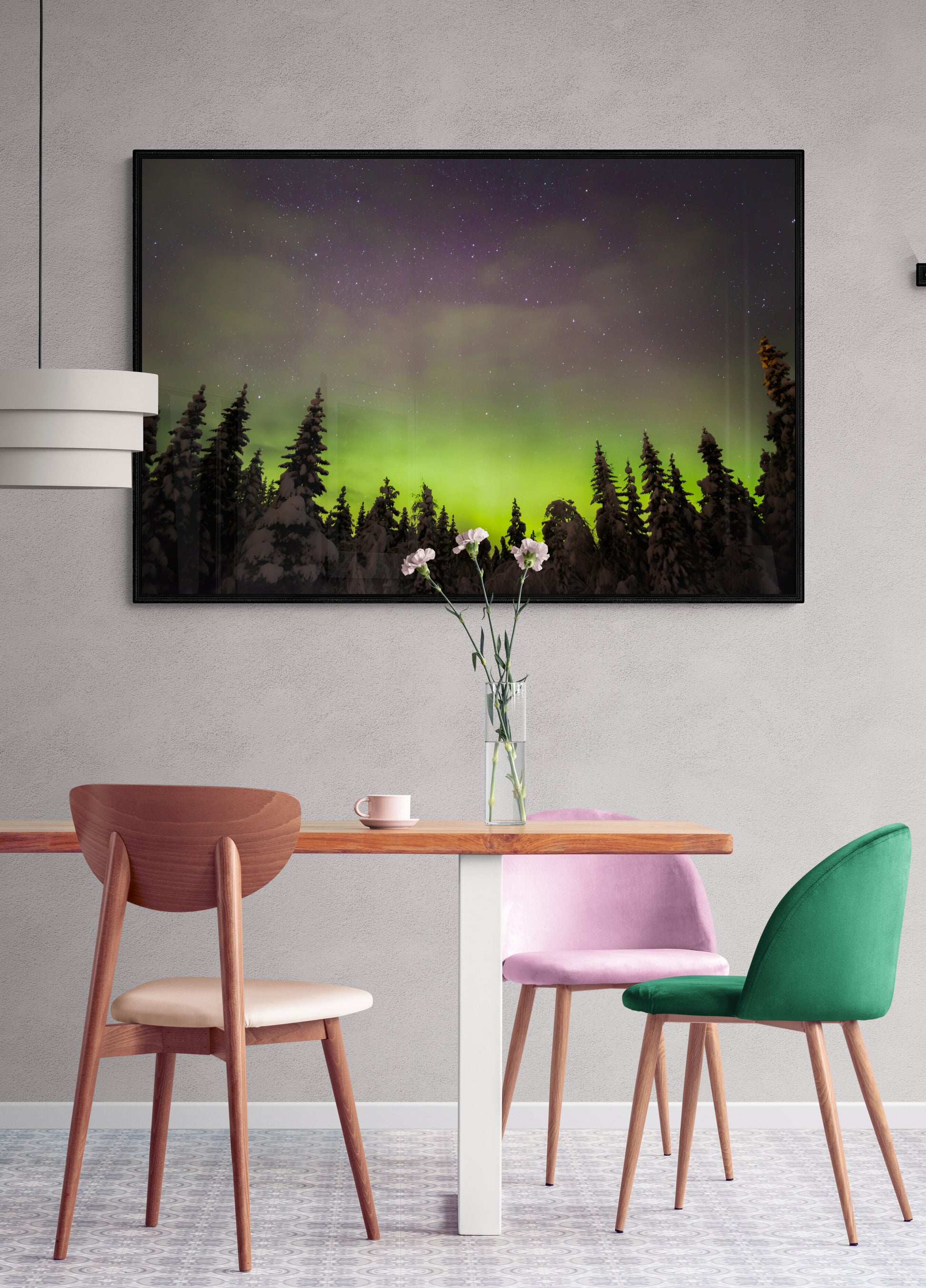 Forest Lights - Aurora Borealis Over Snowy Trees, Norway - fine art photo print