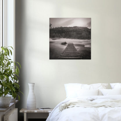 Svart hvitt veggbilde av Flagefossen på Voss.