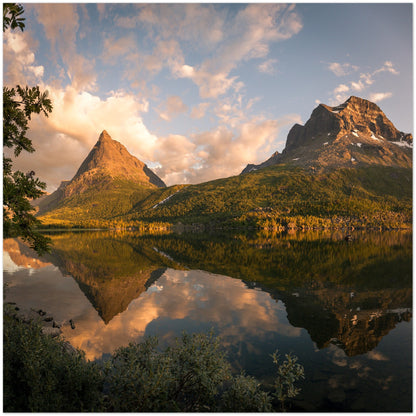 Veggbilde av Innerdalen i solnedgang