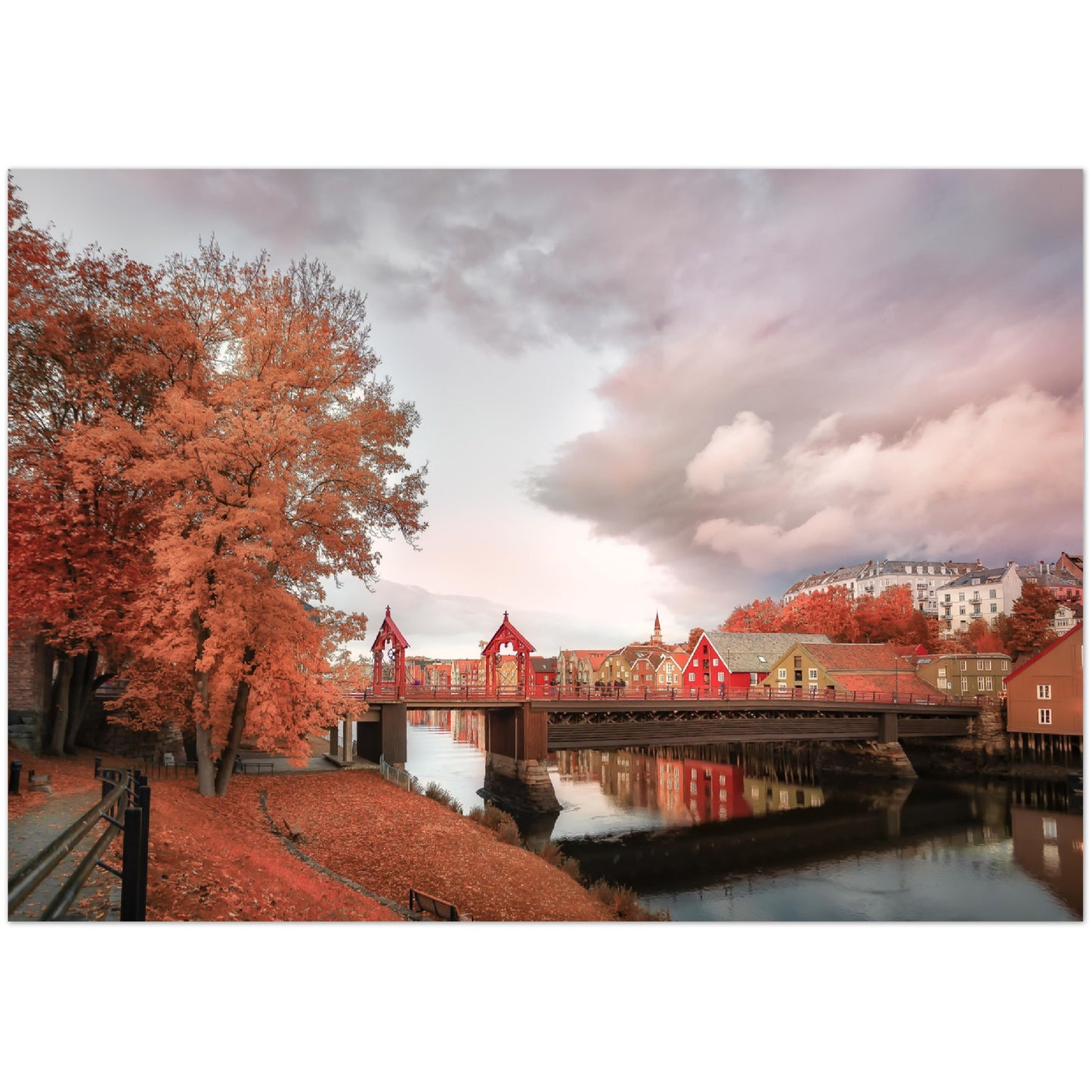 Trondheim in Autumn - City in Fall Colors - Norway wall art print