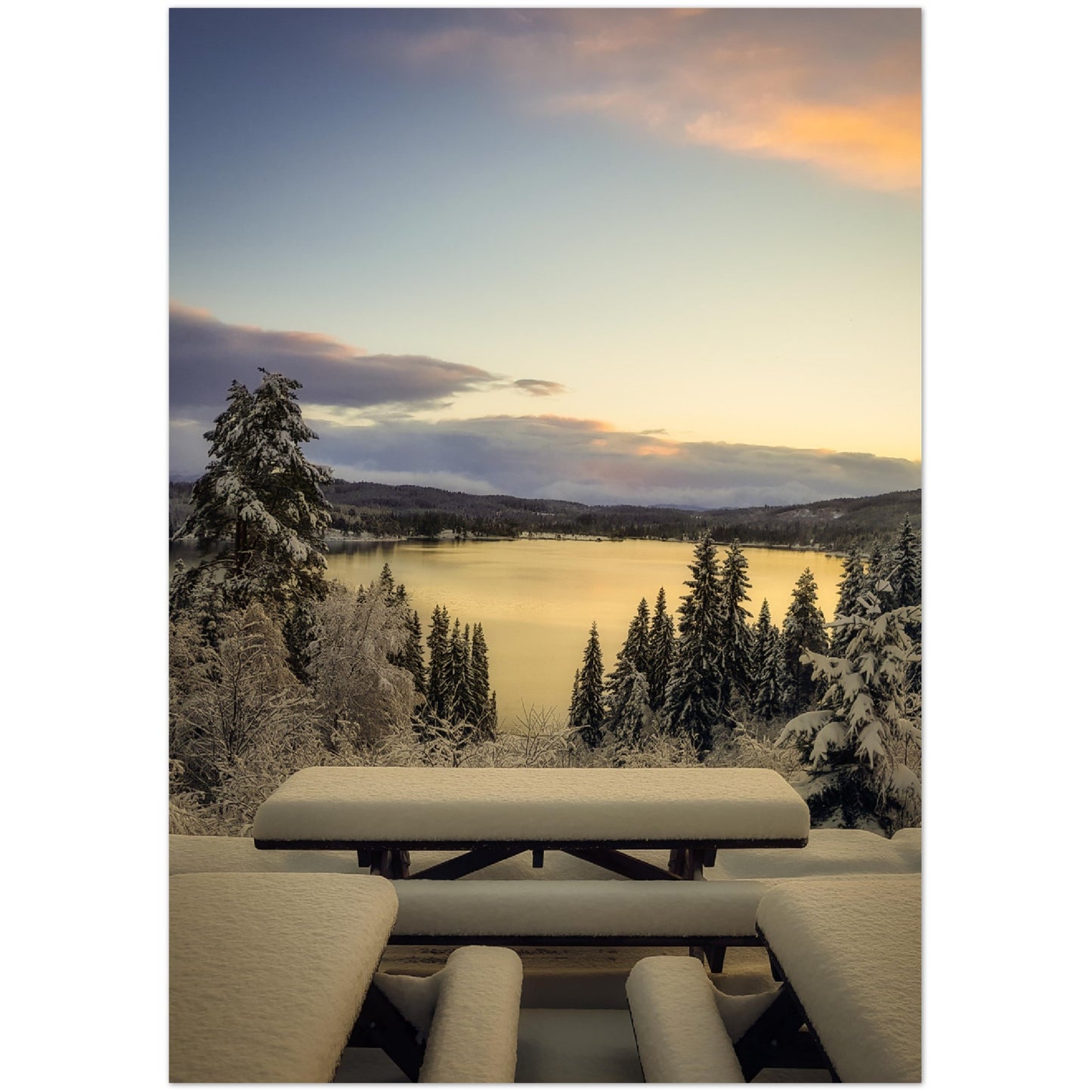 Veggbilde av nysnø ved Grønlia i bymarka, Trondheim.