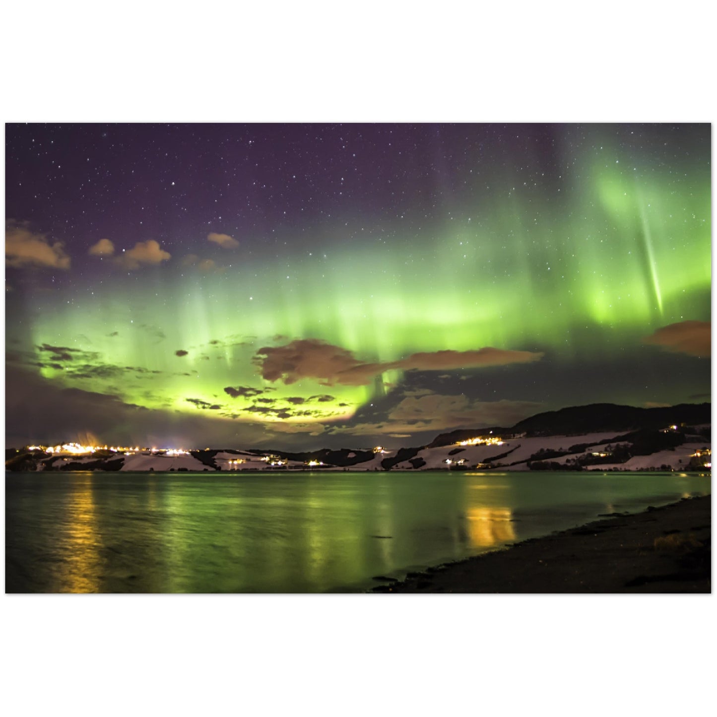 Aurora Night - Northern Lights at Byneset, Trondheim - Norway wall art print